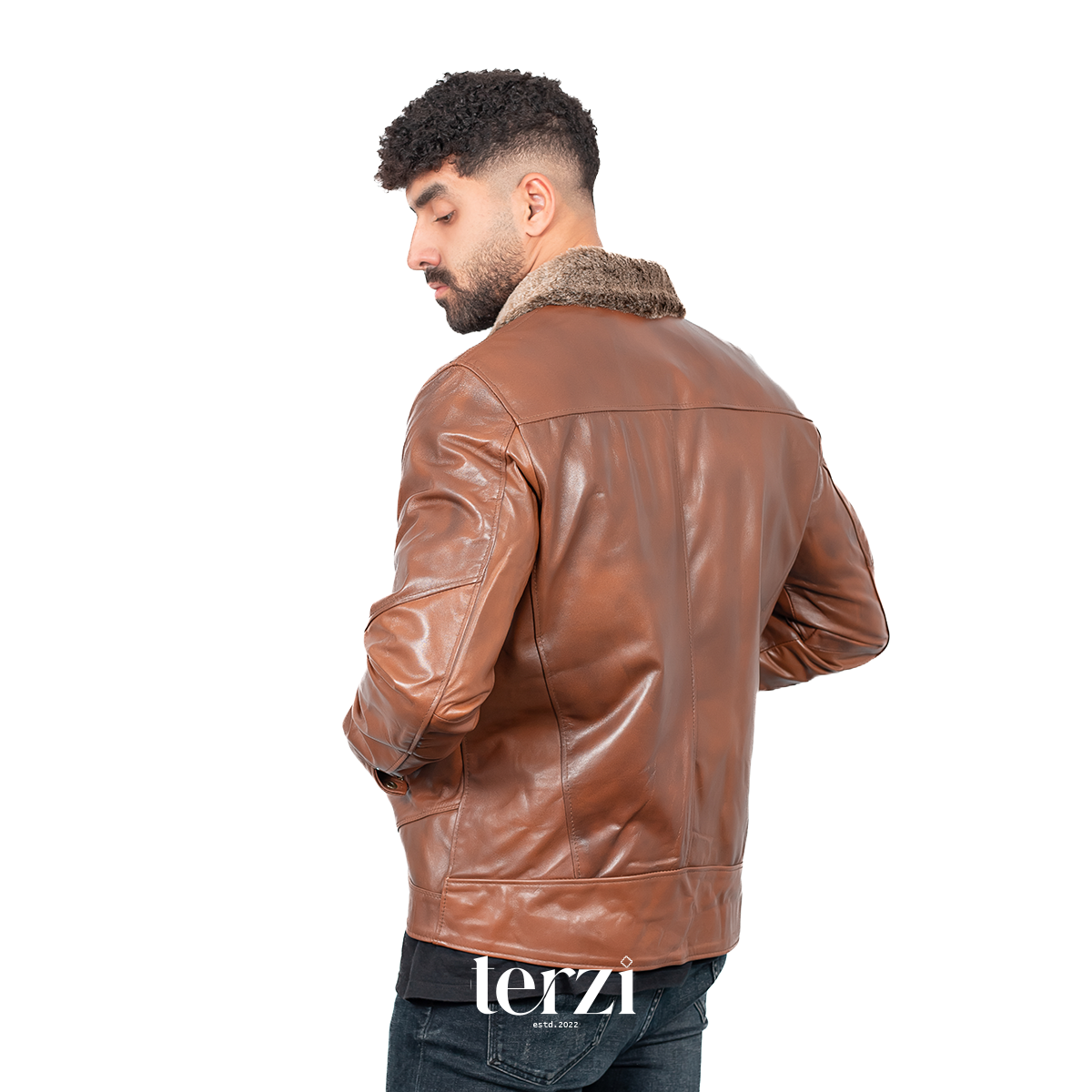 Fur Collar Genuine Leather Jacket