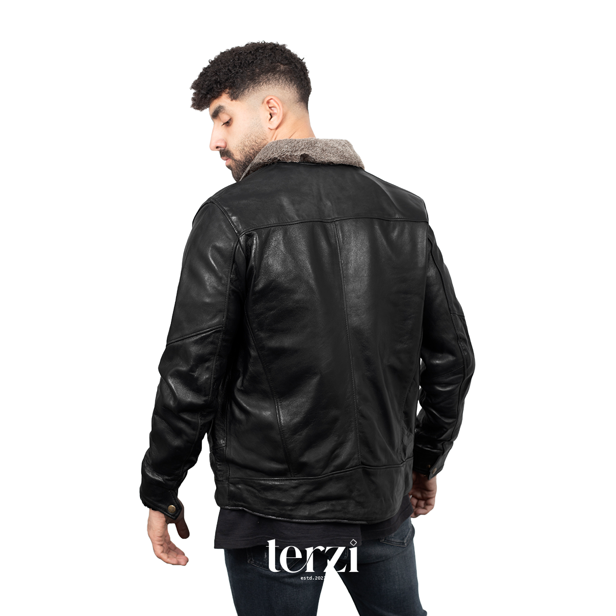 Fur Collar Genuine Leather Jacket