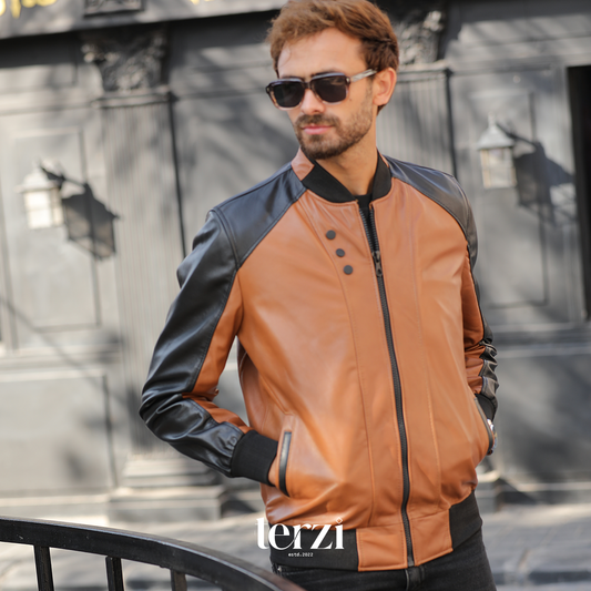 Two Tone Genuine Leather Jacket