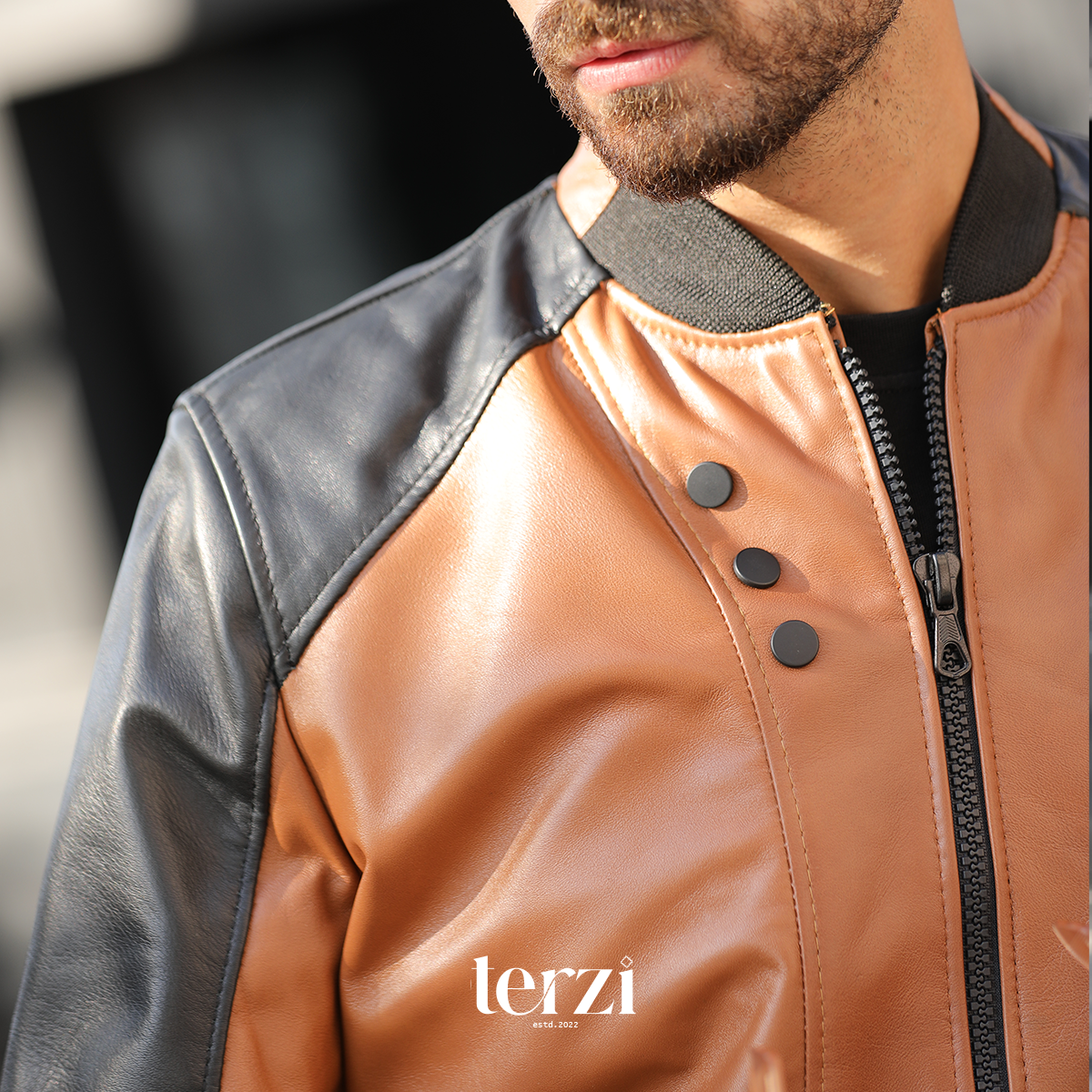 Two Tone Genuine Leather Jacket